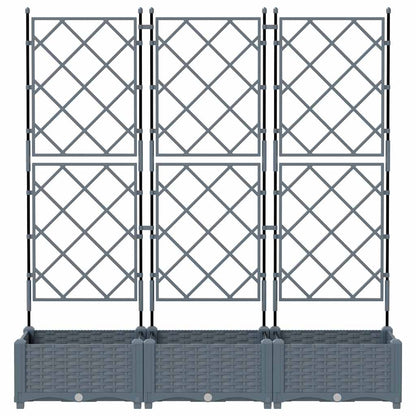 vidaXL Garden Planter 3 pcs LiGht Grey 120 x 40 x 125.5 cm PP
