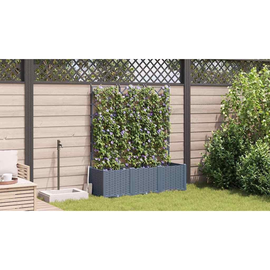vidaXL Garden Planter 3 pcs LiGht Grey 120 x 40 x 143 cm PP