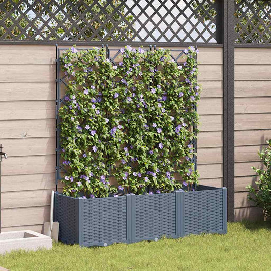 vidaXL Garden Planter 3 pcs LiGht Grey 120 x 40 x 143 cm PP