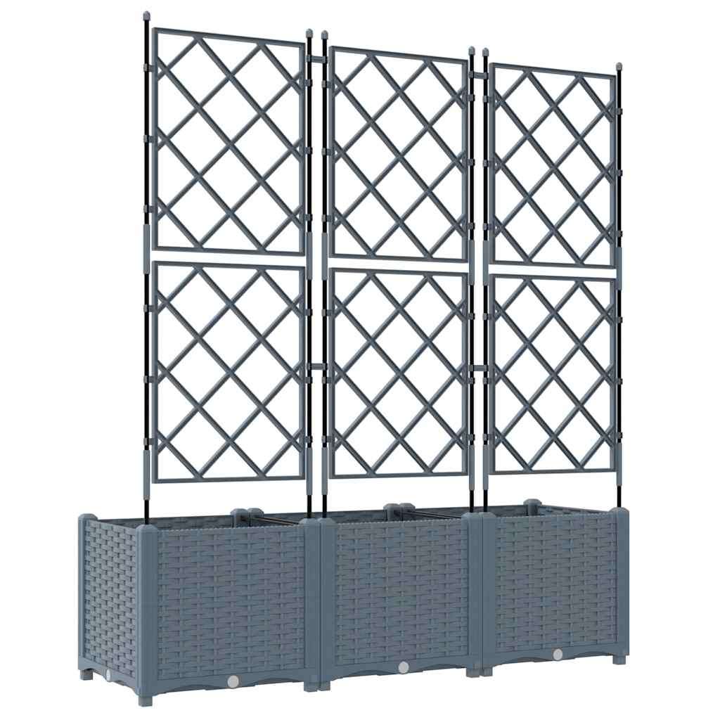 vidaXL Garden Planter 3 pcs LiGht Grey 120 x 40 x 143 cm PP
