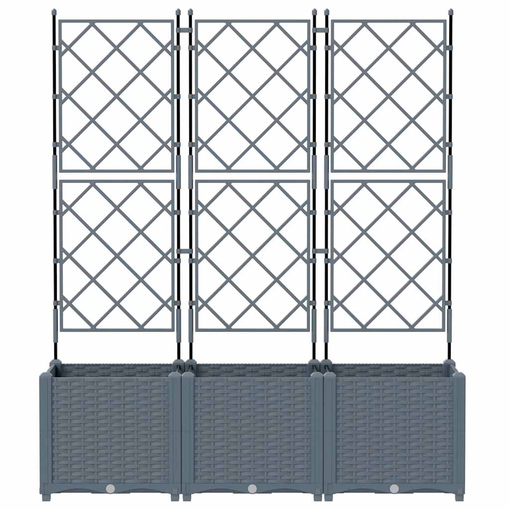 vidaXL Garden Planter 3 pcs LiGht Grey 120 x 40 x 143 cm PP