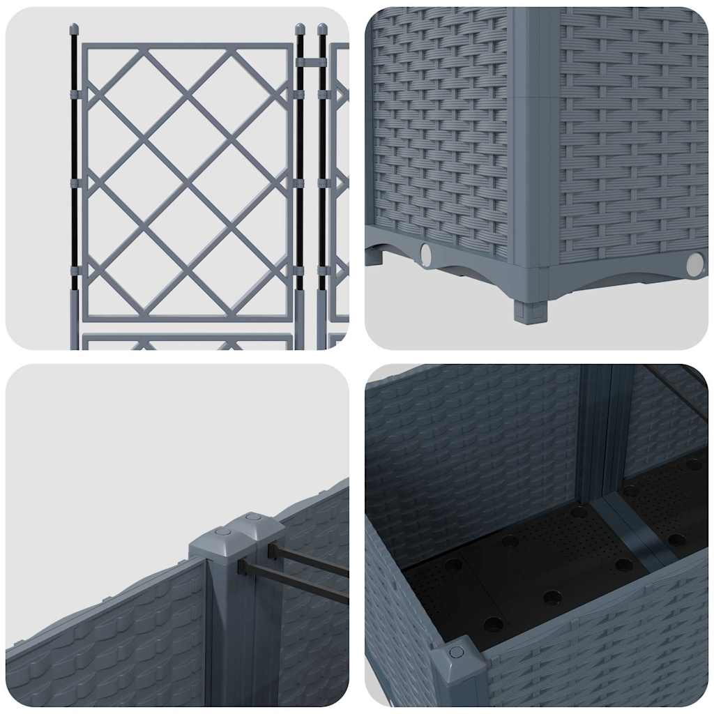 vidaXL Garden Planter 3 pcs LiGht Grey 80 x 80 x 143 cm Plastic