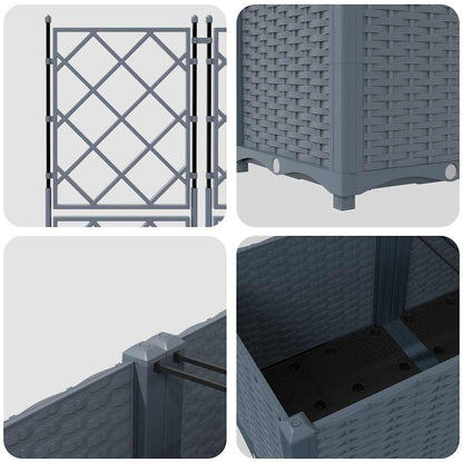 vidaXL Garden Planter 3 pcs LiGht Grey 80 x 80 x 143 cm Plastic