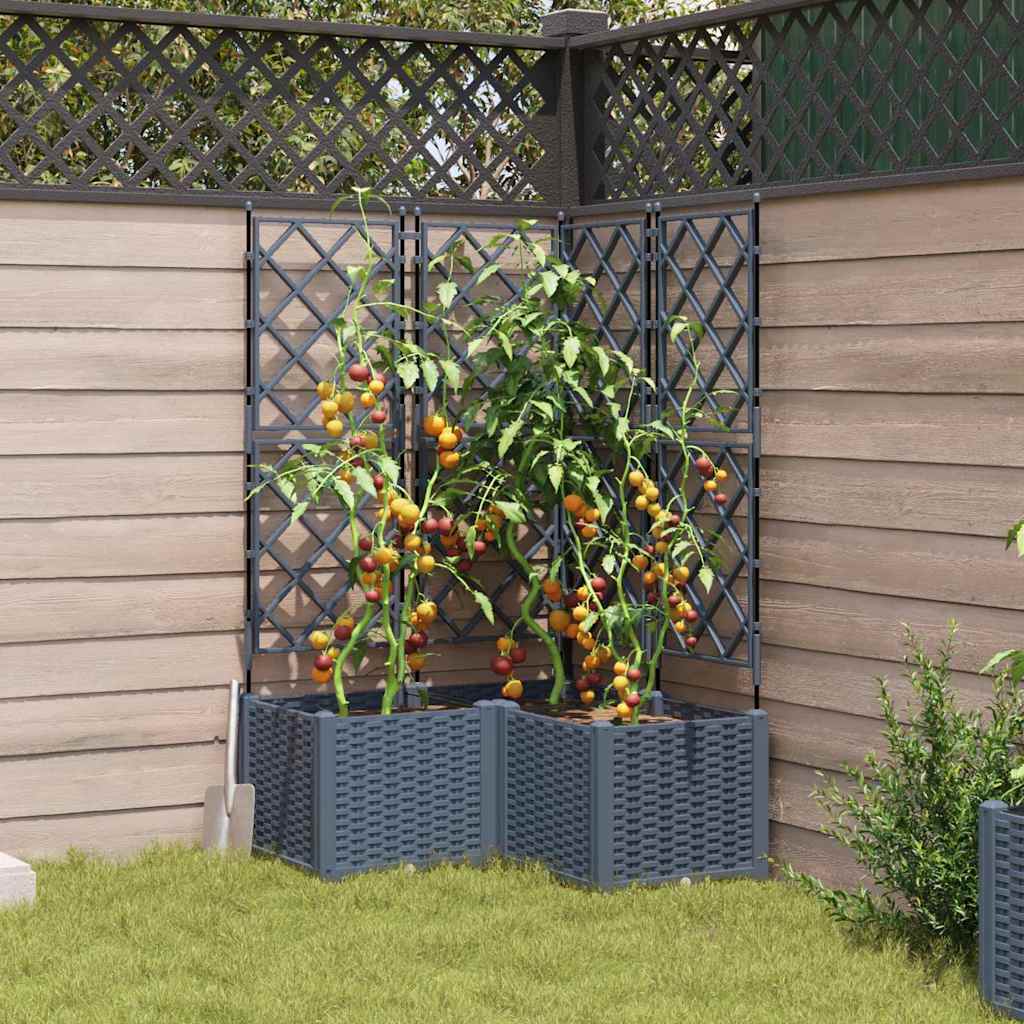 vidaXL Garden Planter 3 pcs LiGht Grey 80 x 80 x 143 cm Plastic