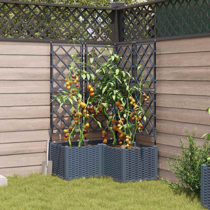 vidaXL Garden Planter 3 pcs LiGht Grey 80 x 80 x 143 cm Plastic