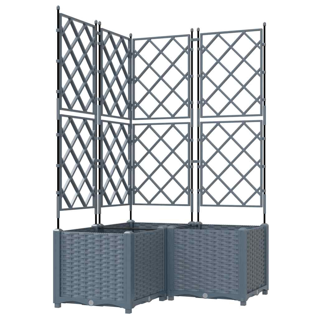 vidaXL Garden Planter 3 pcs LiGht Grey 80 x 80 x 143 cm Plastic