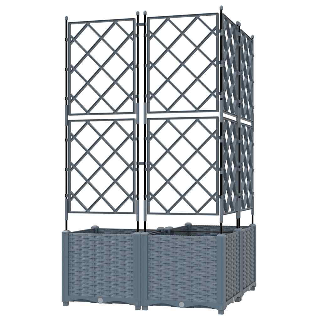 vidaXL Garden Planter 3 pcs LiGht Grey 80 x 80 x 143 cm Plastic