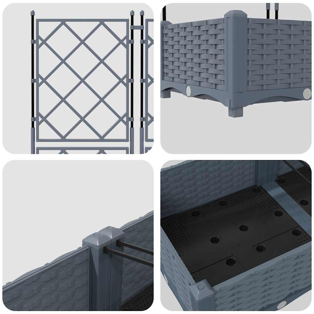 vidaXL Garden Planter 5 pcs LiGht Grey 120 x 120 x 125.5 cm PP
