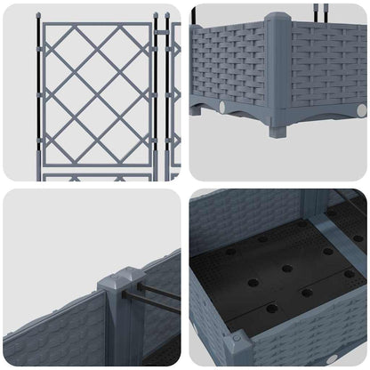 vidaXL Garden Planter 5 pcs LiGht Grey 120 x 120 x 125.5 cm PP