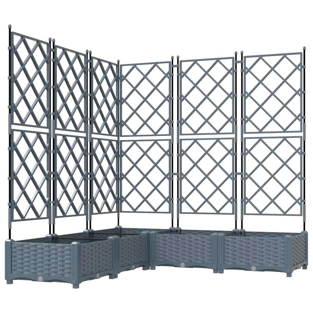 vidaXL Garden Planter 5 pcs LiGht Grey 120 x 120 x 125.5 cm PP