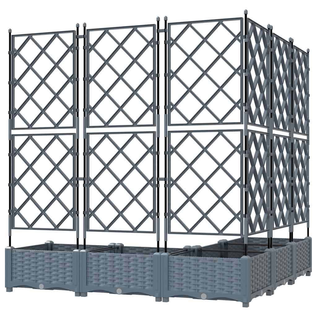 vidaXL Garden Planter 5 pcs LiGht Grey 120 x 120 x 125.5 cm PP