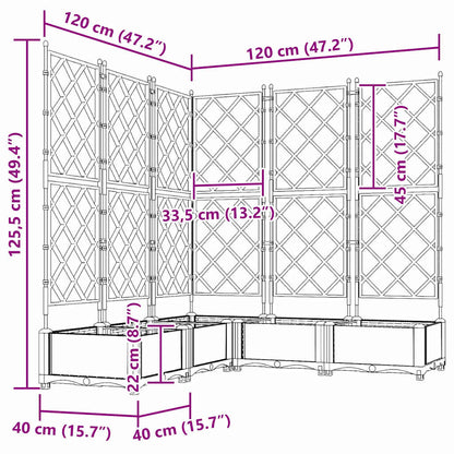 vidaXL Garden Planter 5 pcs LiGht Grey 120 x 120 x 125.5 cm PP