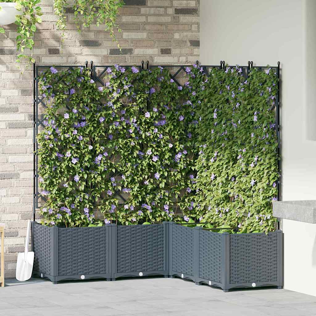 vidaXL Garden Planter 5 pcs LiGht Grey 120 x 120 x 143 cm PP