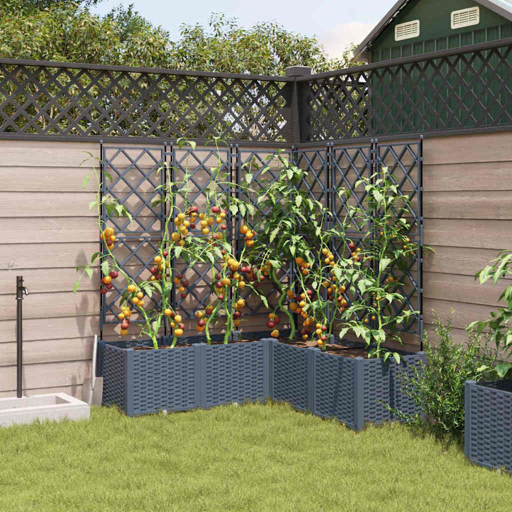 vidaXL Garden Planter 5 pcs LiGht Grey 120 x 120 x 143 cm PP