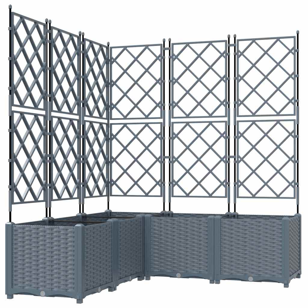 vidaXL Garden Planter 5 pcs LiGht Grey 120 x 120 x 143 cm PP