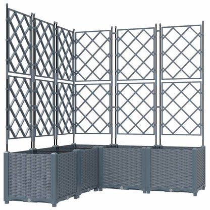 vidaXL Garden Planter 5 pcs LiGht Grey 120 x 120 x 143 cm PP