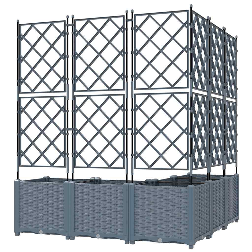 vidaXL Garden Planter 5 pcs LiGht Grey 120 x 120 x 143 cm PP
