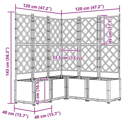 vidaXL Garden Planter 5 pcs LiGht Grey 120 x 120 x 143 cm PP