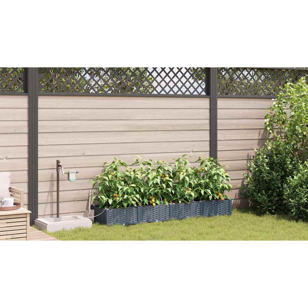 vidaXL Garden Planter 4 pcs LiGht Grey 160 x 40 x 22 cm Plastic