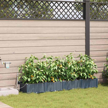 vidaXL Garden Planter 4 pcs LiGht Grey 160 x 40 x 22 cm Plastic