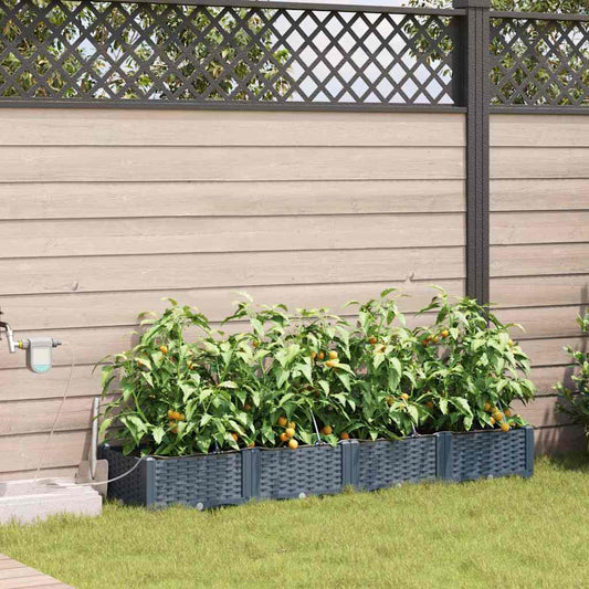 vidaXL Garden Planter 4 pcs LiGht Grey 160 x 40 x 22 cm PP