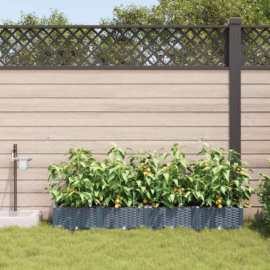 vidaXL Garden Planter 4 pcs LiGht Grey 160 x 40 x 22 cm Plastic