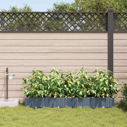 vidaXL Garden Planter 4 pcs LiGht Grey 160 x 40 x 22 cm Plastic
