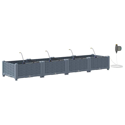 vidaXL Garden Planter 4 pcs LiGht Grey 160 x 40 x 22 cm Plastic