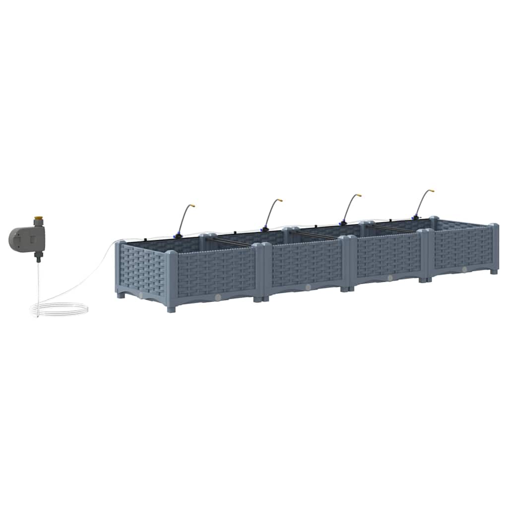 vidaXL Garden Planter 4 pcs LiGht Grey 160 x 40 x 22 cm Plastic