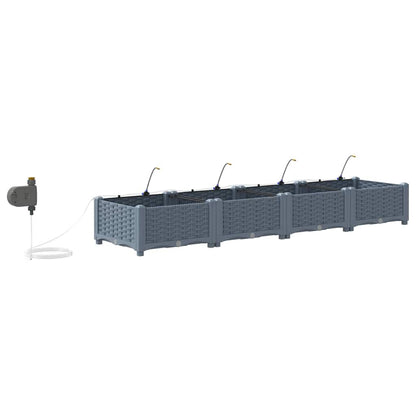 vidaXL Garden Planter 4 pcs LiGht Grey 160 x 40 x 22 cm Plastic