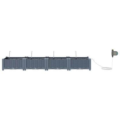 vidaXL Garden Planter 4 pcs LiGht Grey 160 x 40 x 22 cm Plastic