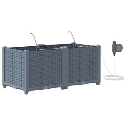 vidaXL Garden Planter 2 pcs LiGht Grey 80 x 40 x 37.5 cm PP