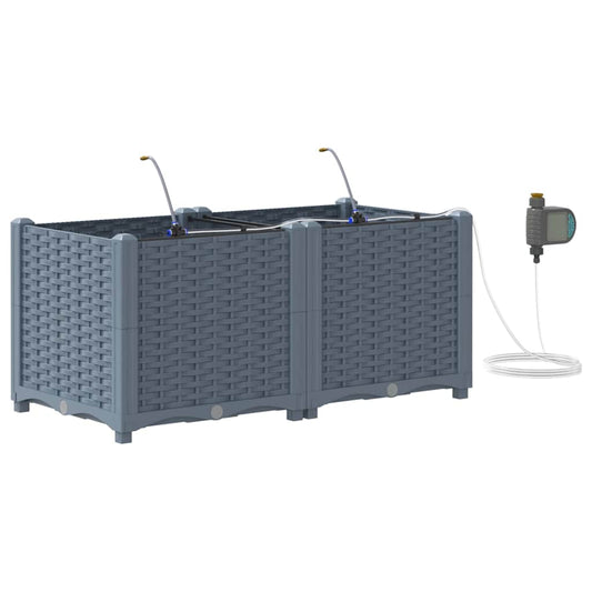 vidaXL Garden Planter 2 pcs LiGht Grey 80 x 40 x 37.5 cm PP