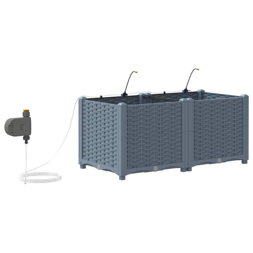 vidaXL Garden Planter 2 pcs LiGht Grey 80 x 40 x 37.5 cm PP