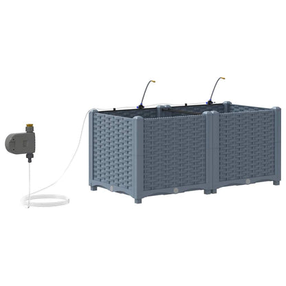 vidaXL Garden Planter 2 pcs LiGht Grey 80 x 40 x 37.5 cm PP