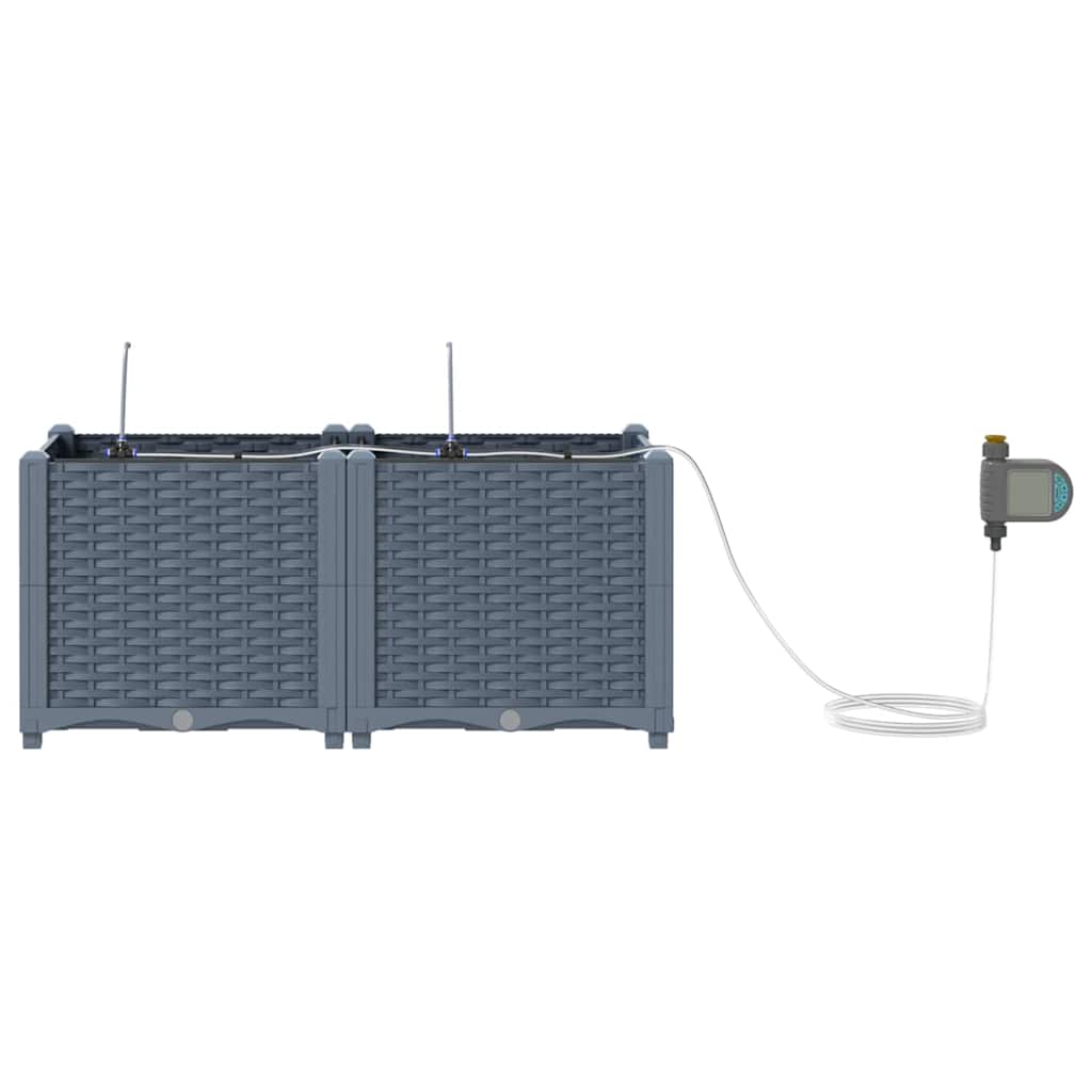 vidaXL Garden Planter 2 pcs LiGht Grey 80 x 40 x 37.5 cm PP