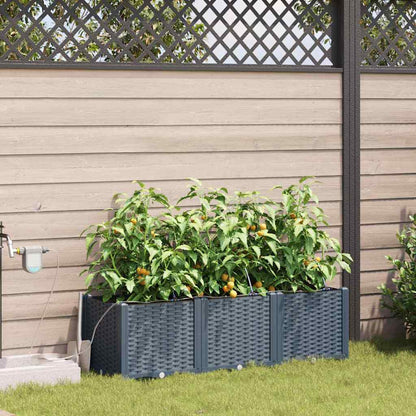 vidaXL Garden Planter 3 pcs LiGht Grey 120 x 40 x 37.5 cm PP