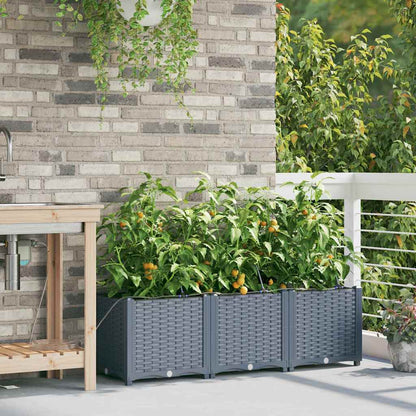 vidaXL Garden Planter 3 pcs LiGht Grey 120 x 40 x 37.5 cm PP