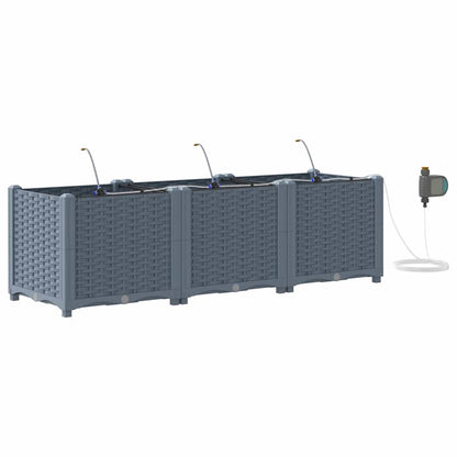 vidaXL Garden Planter 3 pcs LiGht Grey 120 x 40 x 37.5 cm PP
