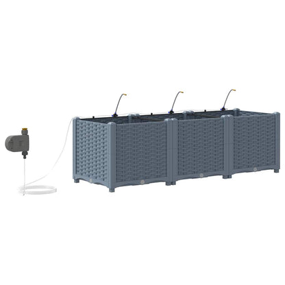 vidaXL Garden Planter 3 pcs LiGht Grey 120 x 40 x 37.5 cm PP