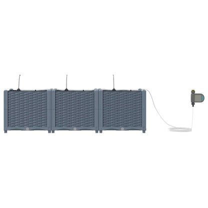 vidaXL Garden Planter 3 pcs LiGht Grey 120 x 40 x 37.5 cm PP