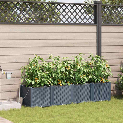 vidaXL Garden Planter 4 pcs LiGht Grey 160 x 40 x 37.5 cm PP