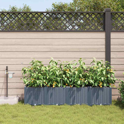 vidaXL Garden Planter 4 pcs LiGht Grey 160 x 40 x 37.5 cm PP