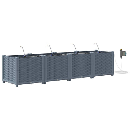 vidaXL Garden Planter 4 pcs LiGht Grey 160 x 40 x 37.5 cm PP