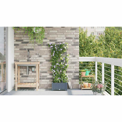 vidaXL Garden Planter LiGht Grey 40 x 40 x 126 cm PP