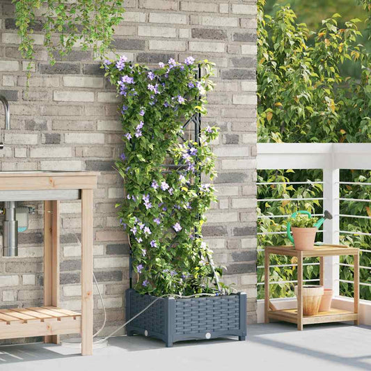 vidaXL Garden Planter LiGht Grey 40 x 40 x 126 cm PP