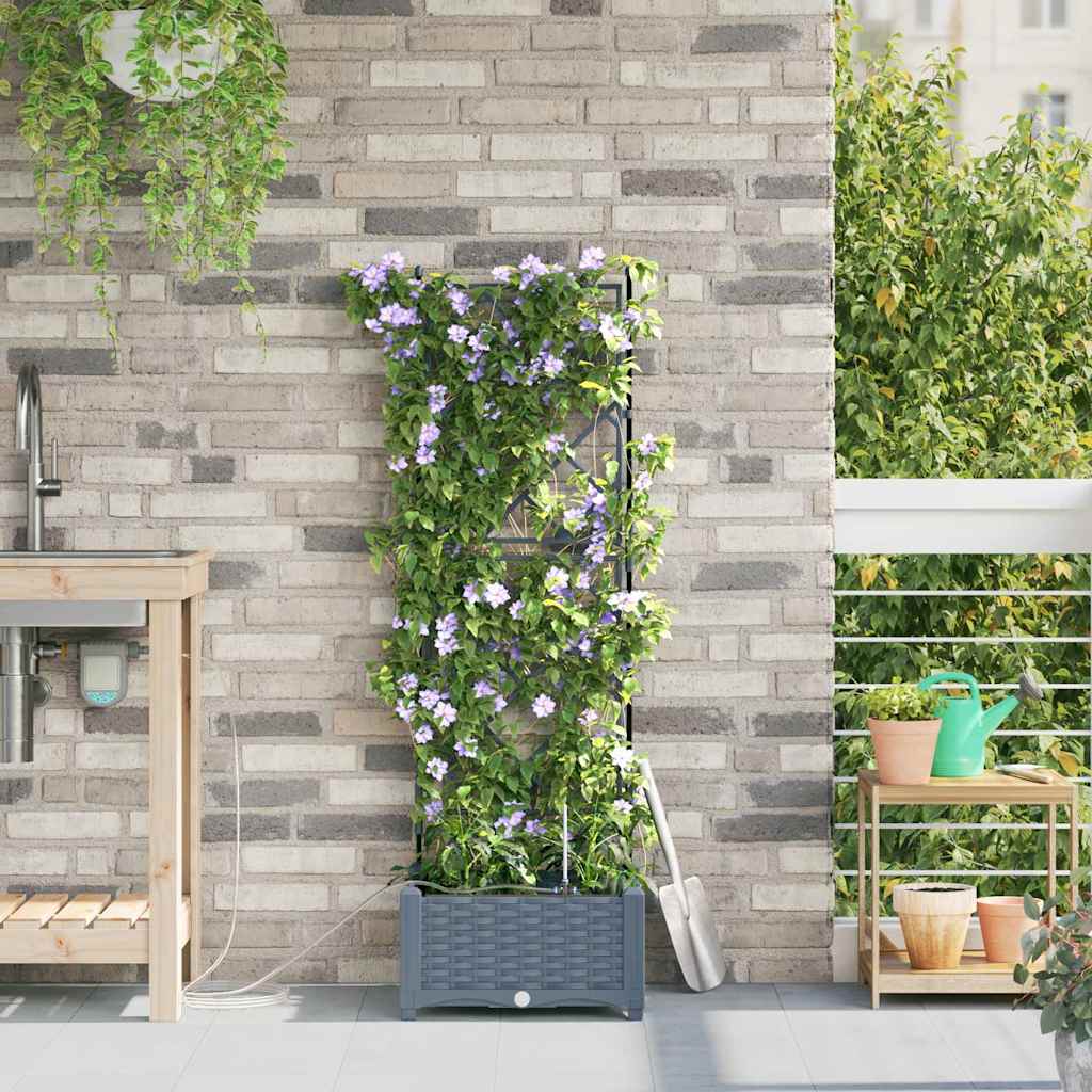 vidaXL Garden Planter LiGht Grey 40 x 40 x 126 cm PP