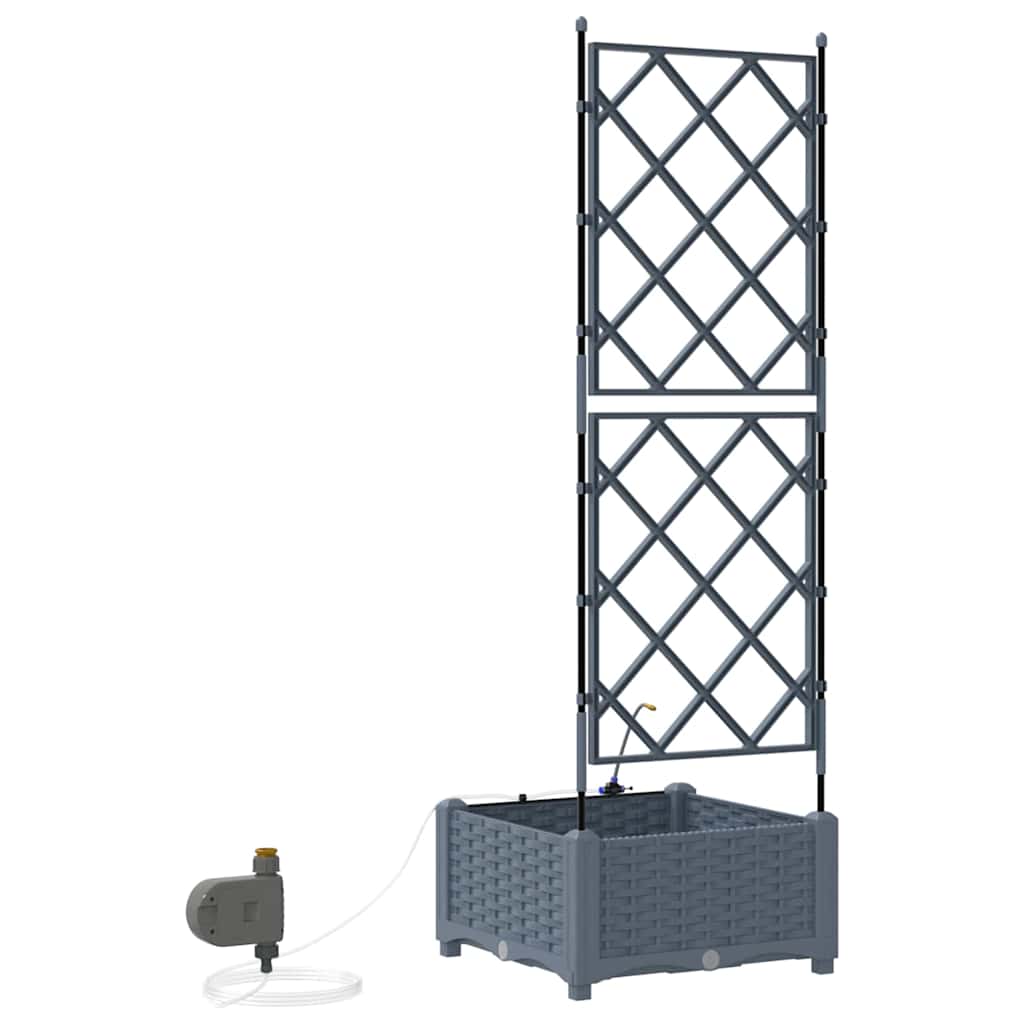 vidaXL Garden Planter LiGht Grey 40 x 40 x 126 cm PP