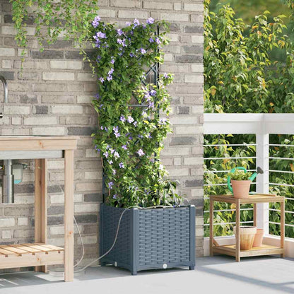 vidaXL Garden Planter 2 pcs LiGht Grey 40 x 40 x 142 cm PP