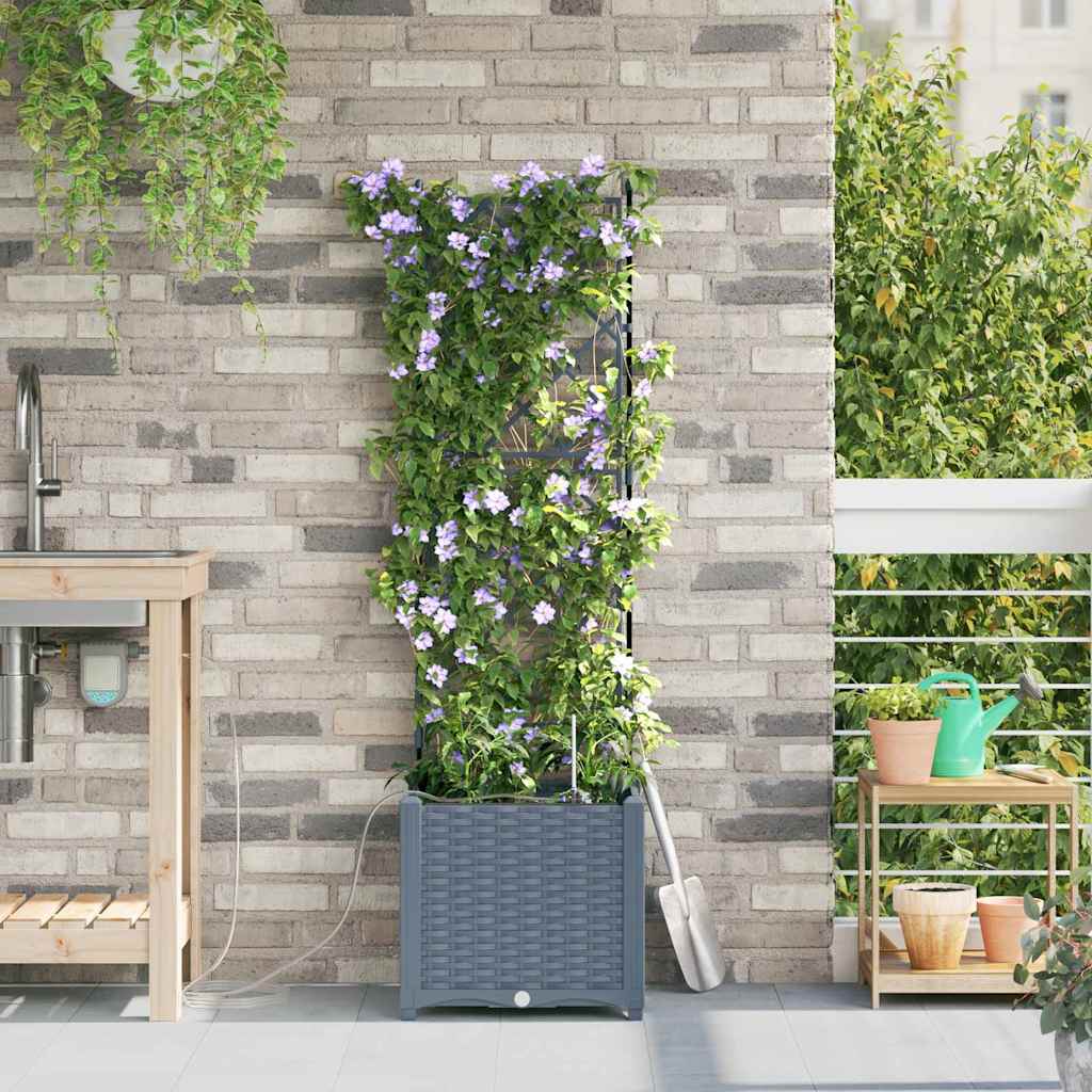 vidaXL Garden Planter 2 pcs LiGht Grey 40 x 40 x 142 cm PP